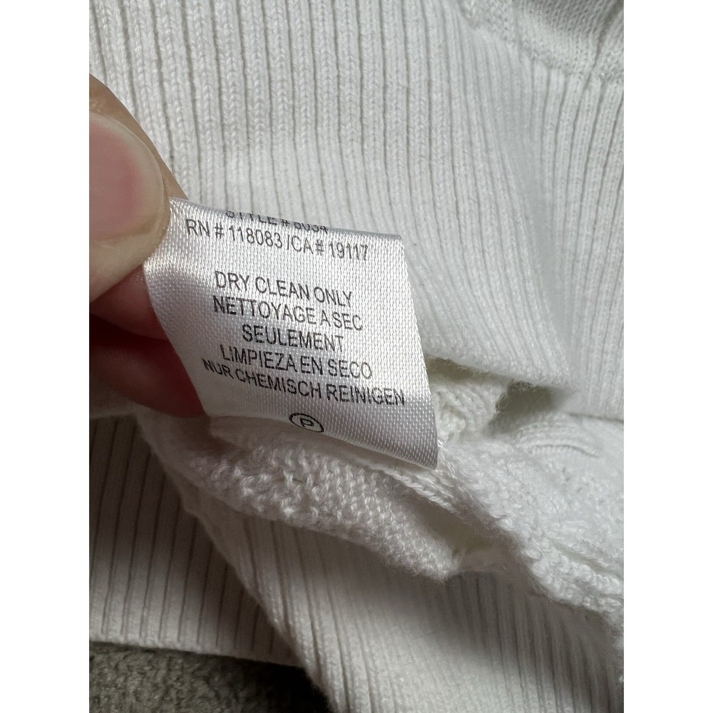 Minnie Rose Sweater Womens Medium White Long Sleeve Knit‎ V-Neck Preppy Y2K - Picture 12 of 13